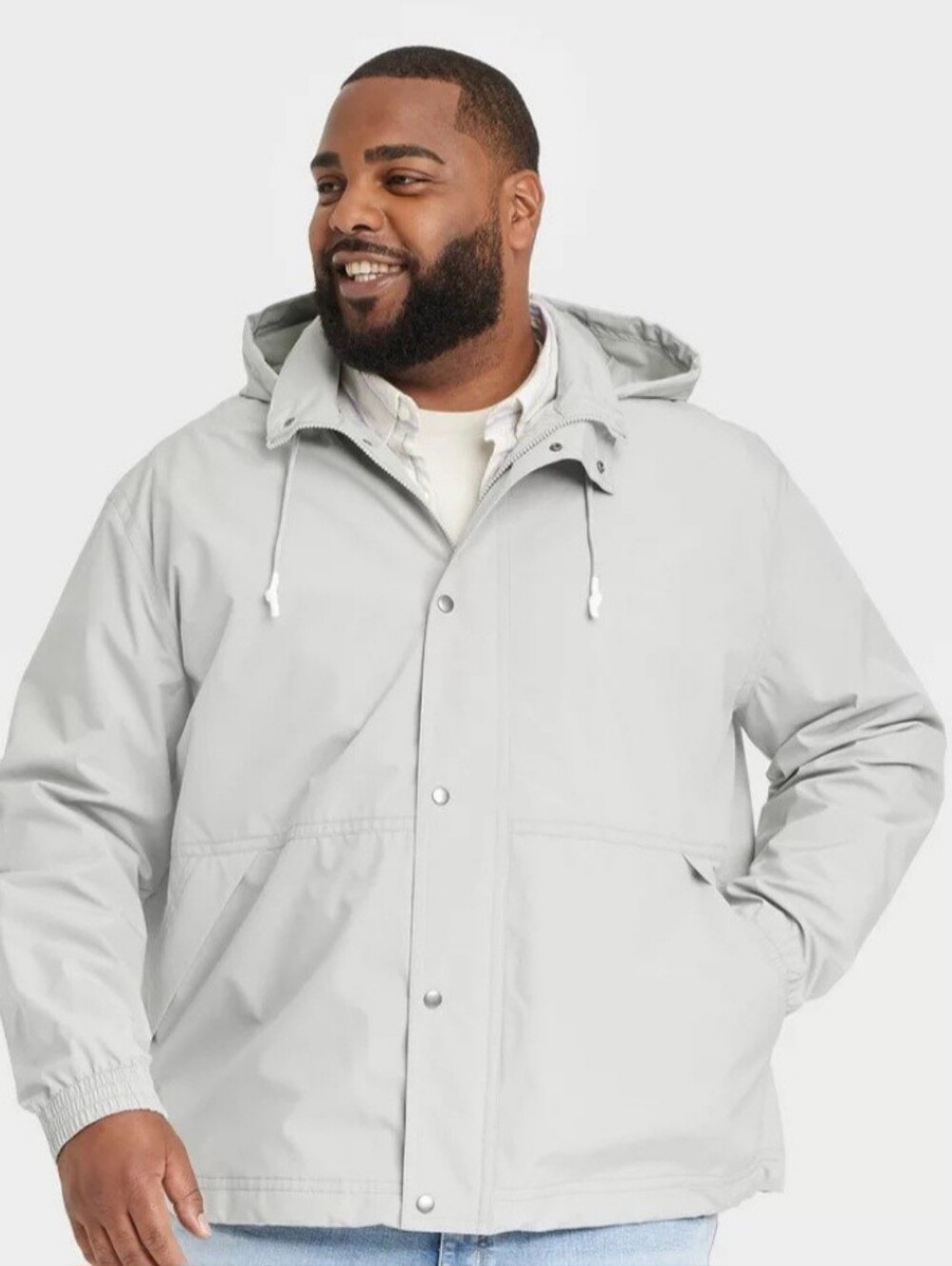 Goodfellow & Co Light Gray Hooded Rain Jacket